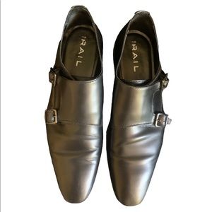 Men's The Rail Black Leather Double Monk Strap Dress Shoes Size 42 US Size 9